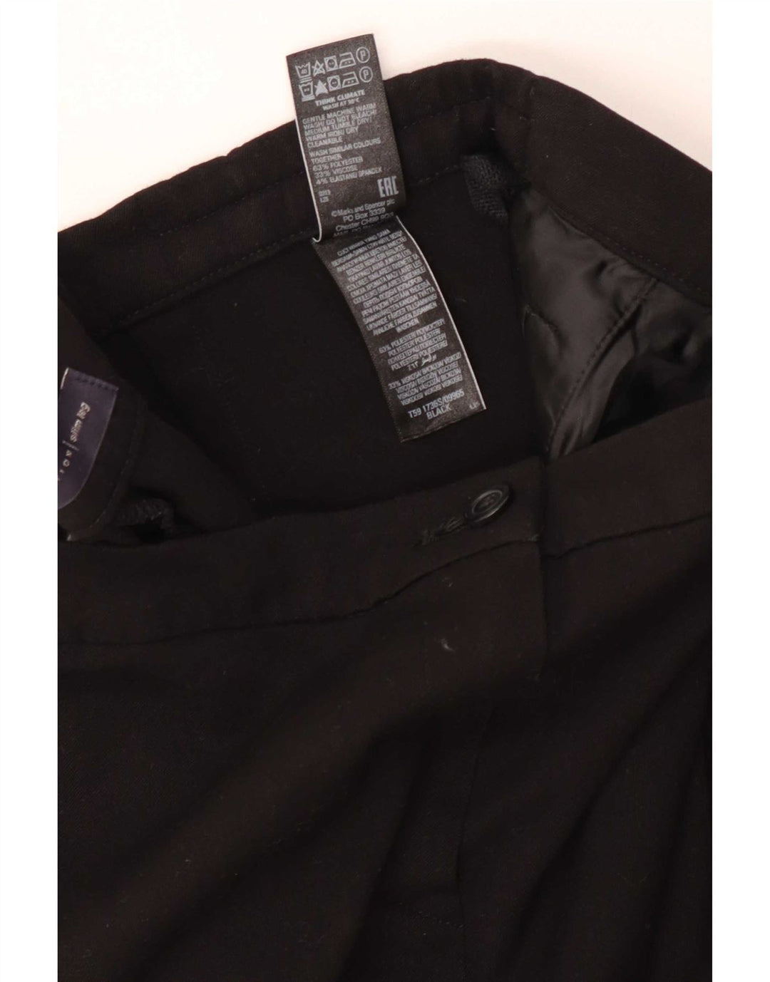 Marks & Spencer Pantalon décontracté pour femme UK 14 Large W34 L30 Noir Polyester