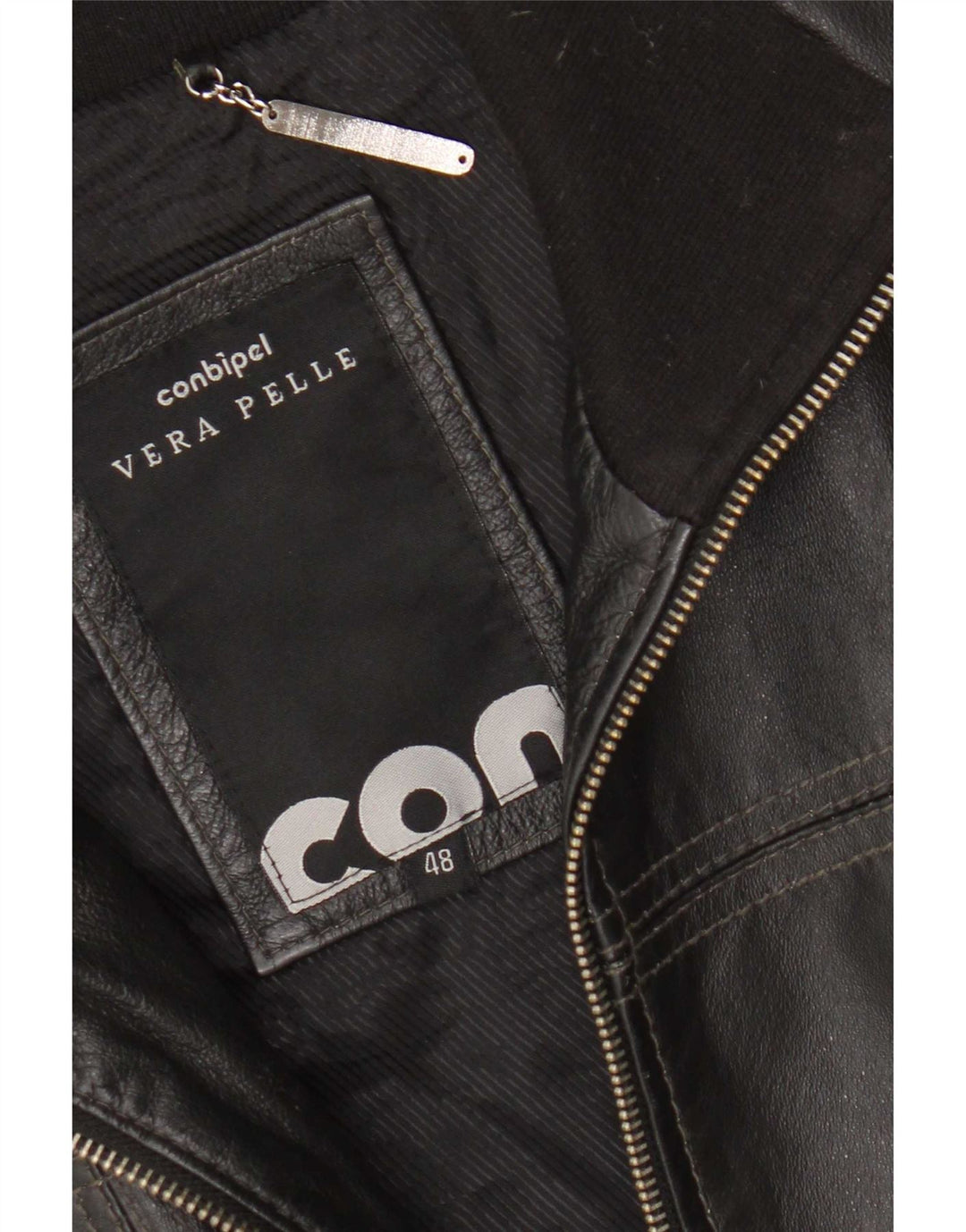Conbipel Veste en Cuir Bomber Femme IT 48 XL Noir Colourblock