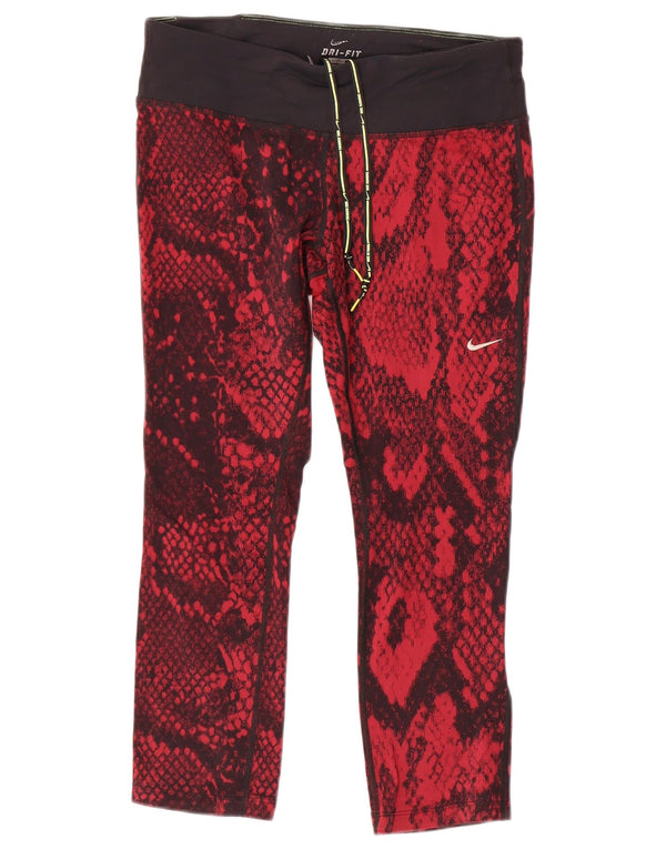 Nike Legging court Dri Fit pour femme UK 44 en nylon imprimé animal rouge moyen