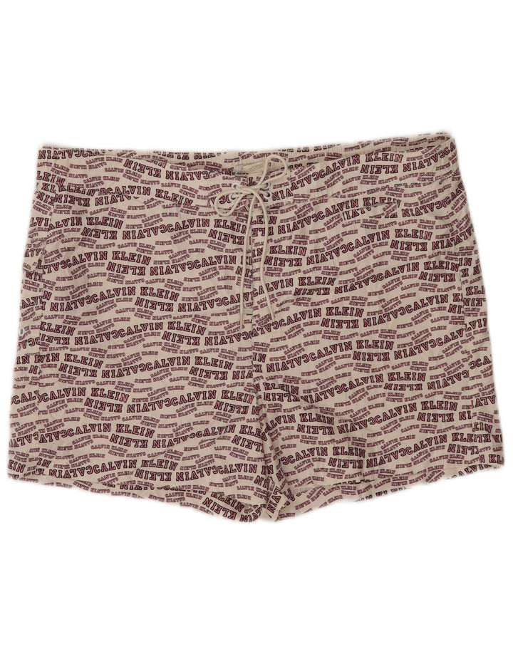 Calvin Klein Short de bain graphique pour homme en polyester blanc cassé