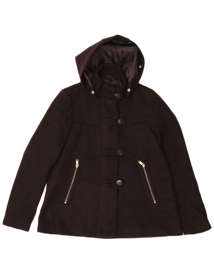 Zara Veste bomber à capuche pour femme UK 6 XS Noir Polyester