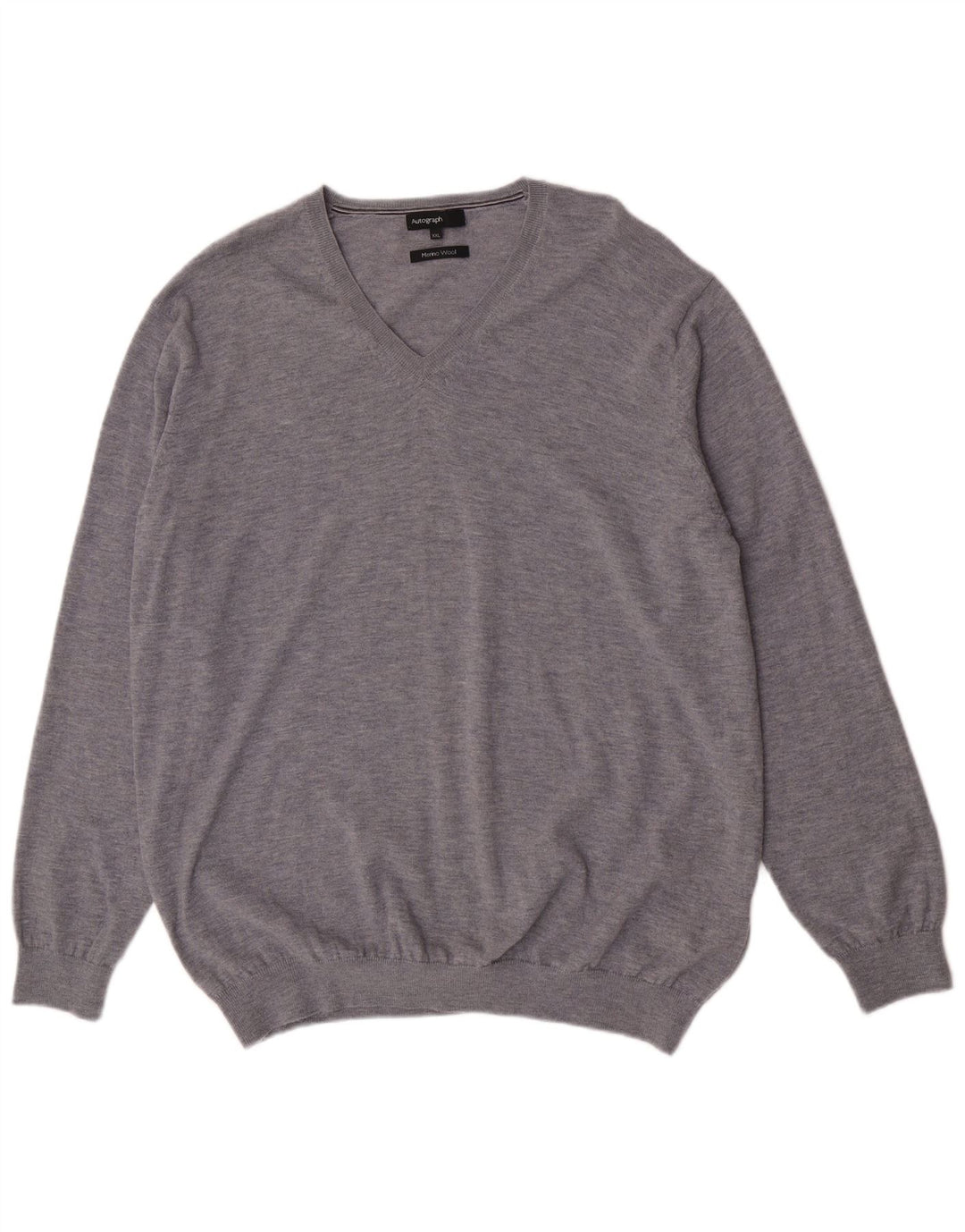 Marks & Spencer Pull autographe à col en V pour homme 2XL Gris laine
