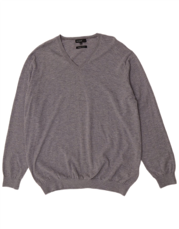 Marks & Spencer Pull autographe à col en V pour homme 2XL Gris laine