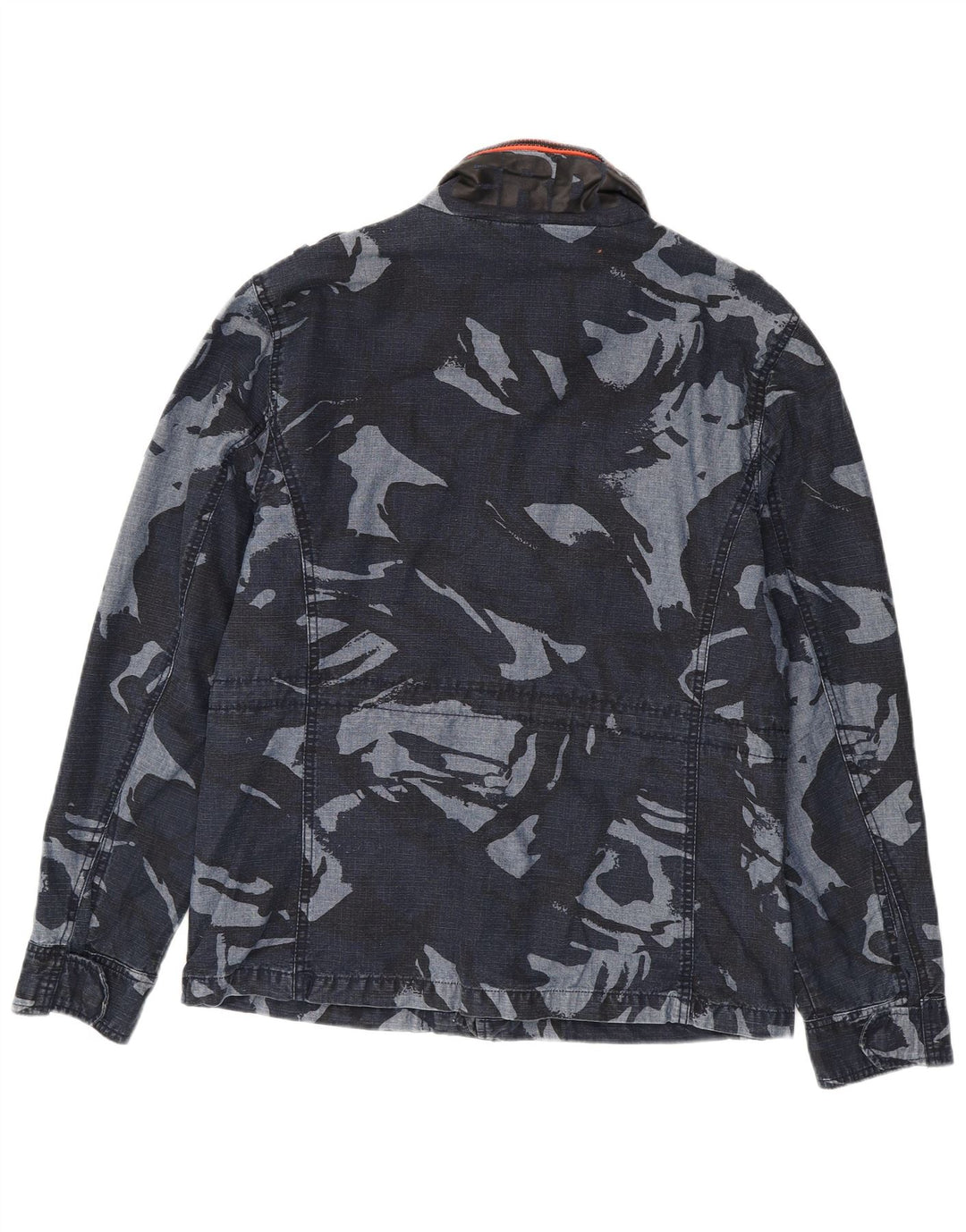 SUPERDRY Veste Militaire Homme UK 40 Large Bleu Marine Camouflage Coton