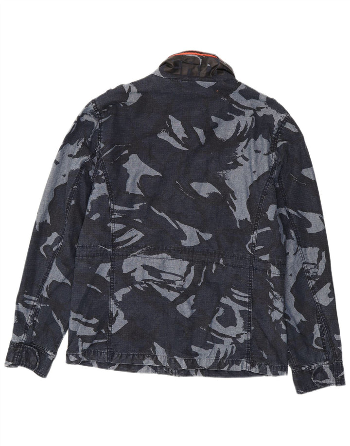 SUPERDRY Veste Militaire Homme UK 40 Large Bleu Marine Camouflage Coton
