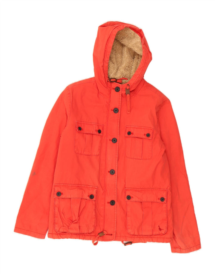 JACK WILLS Womens Hooded Utility Jacket UK 12 Medium Red Cotton Vintage Jack Wills and Second-Hand Jack Wills from Messina Hembry 