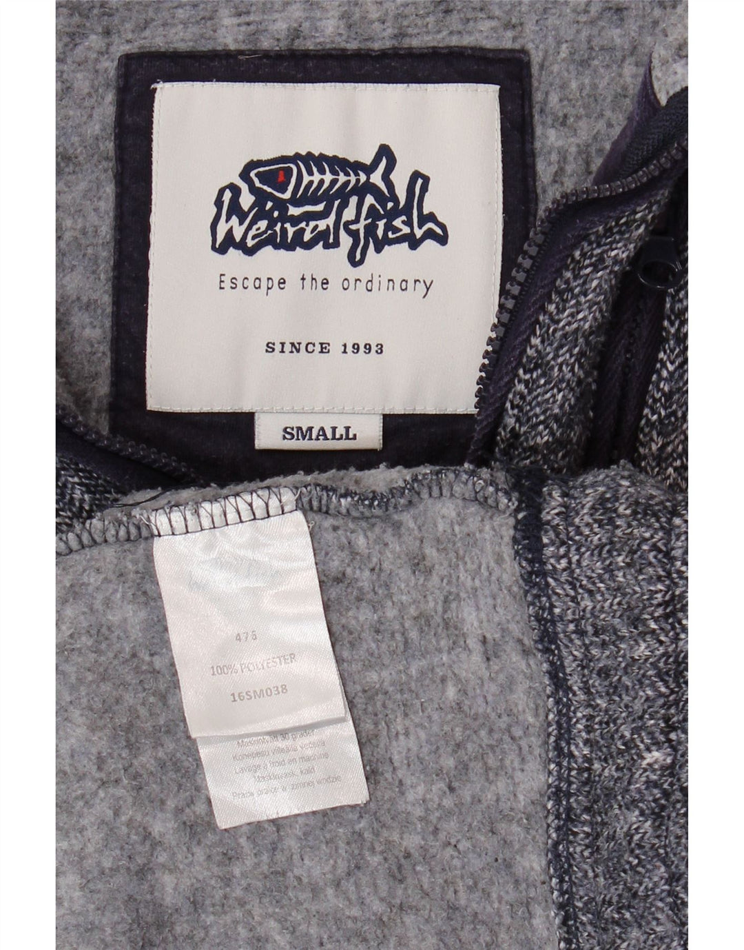 WEIRD FISH Sweat-shirt à col zippé pour homme, petit motif à chevrons bleu marine