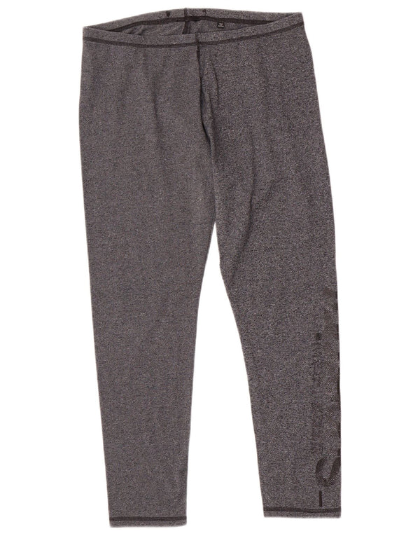 Superdry Leggings Graphiques Femme UK 14 Grand Coton Chiné Gris