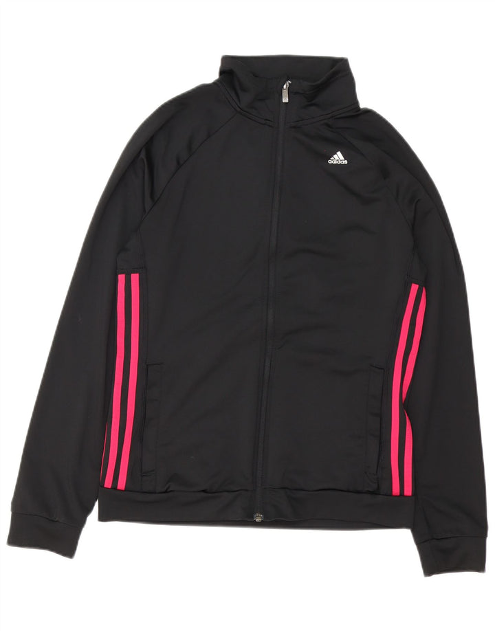 Adidas Climalite Surdimensionné Survêtement Top Veste UK 8/10 Petit Noir