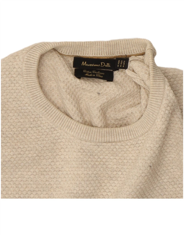 Massimo Dutti Pull col rond homme en coton beige moyen