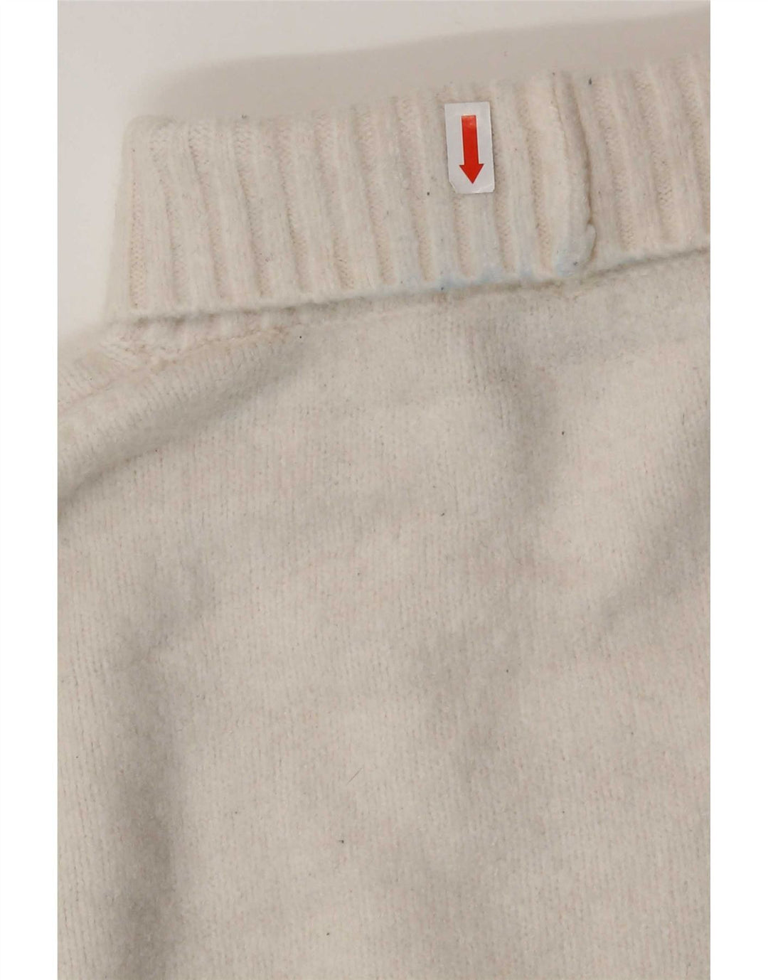 Zara Pull surdimensionné à col roulé pour femme UK 10 Petit acrylique blanc