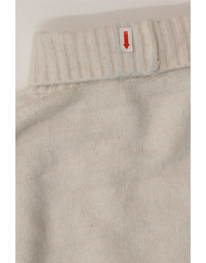 Zara Pull surdimensionné à col roulé pour femme UK 10 Petit acrylique blanc
