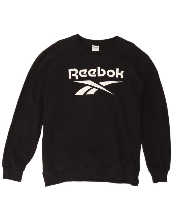 Reebok Pull Graphic Sweatshirt Jumper XL Homme Noir Coton