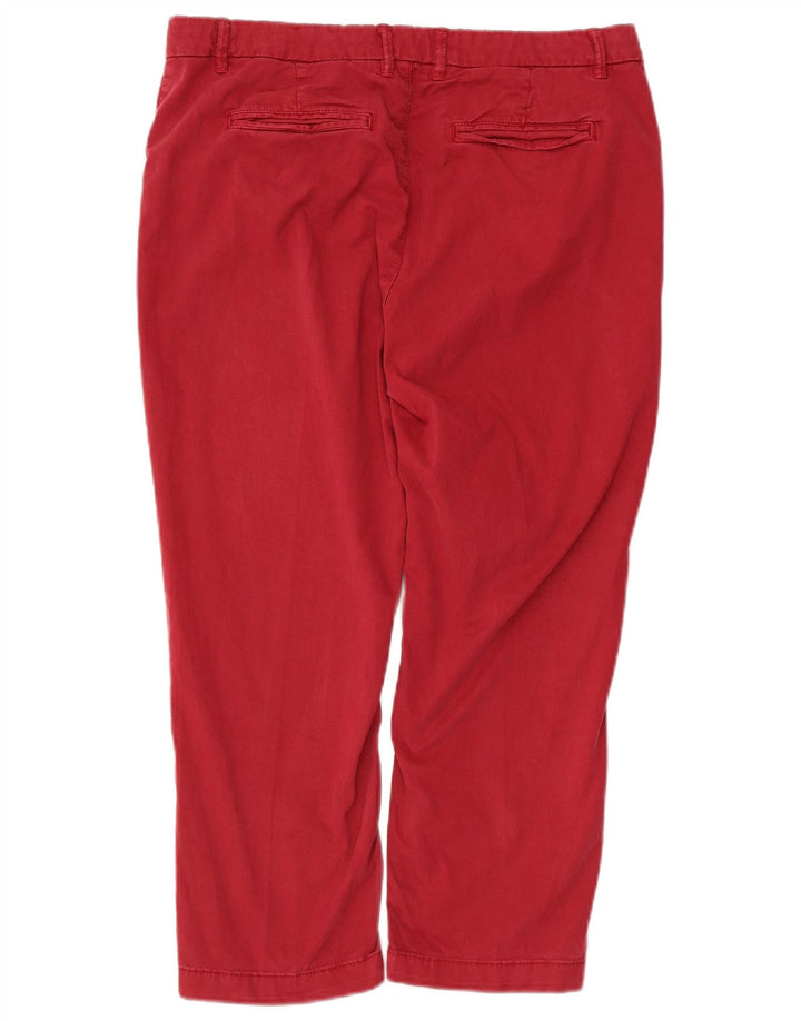 FAT FACE Pantalon Capri Droit Femme UK 12 Moyen W34 L23 Coton Rouge