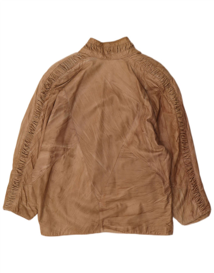 Veste en cuir surdimensionnée femme vintage UK 18 XL Beige