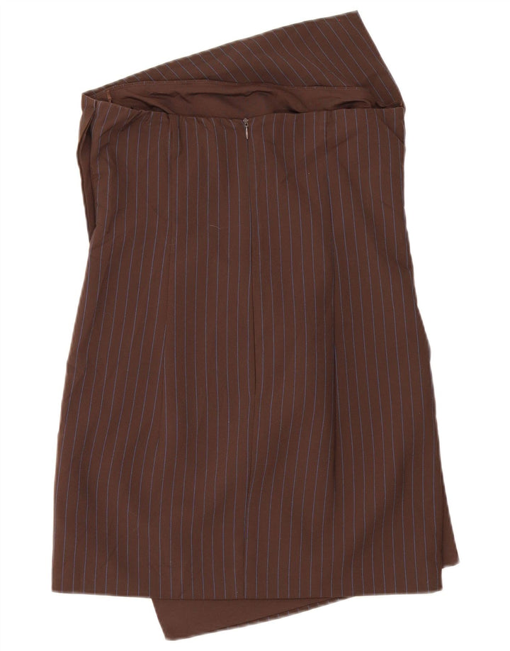 Zara Robe bustier pour femme UK 12 Polyester à fines rayures marron moyen