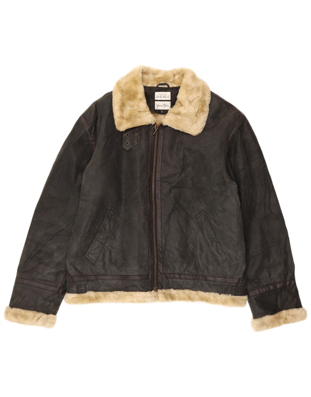 Veste en peau de mouton pour homme Québec UK 42 XL Cuir noir