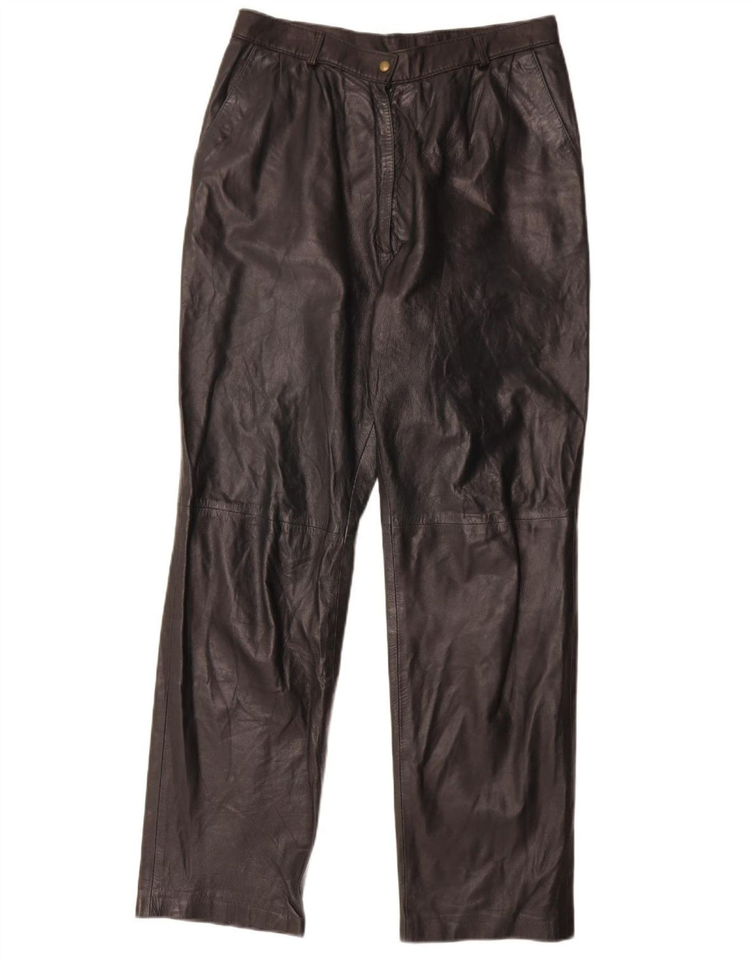 Pantalon droit en cuir femme vintage W29 L30 Noir