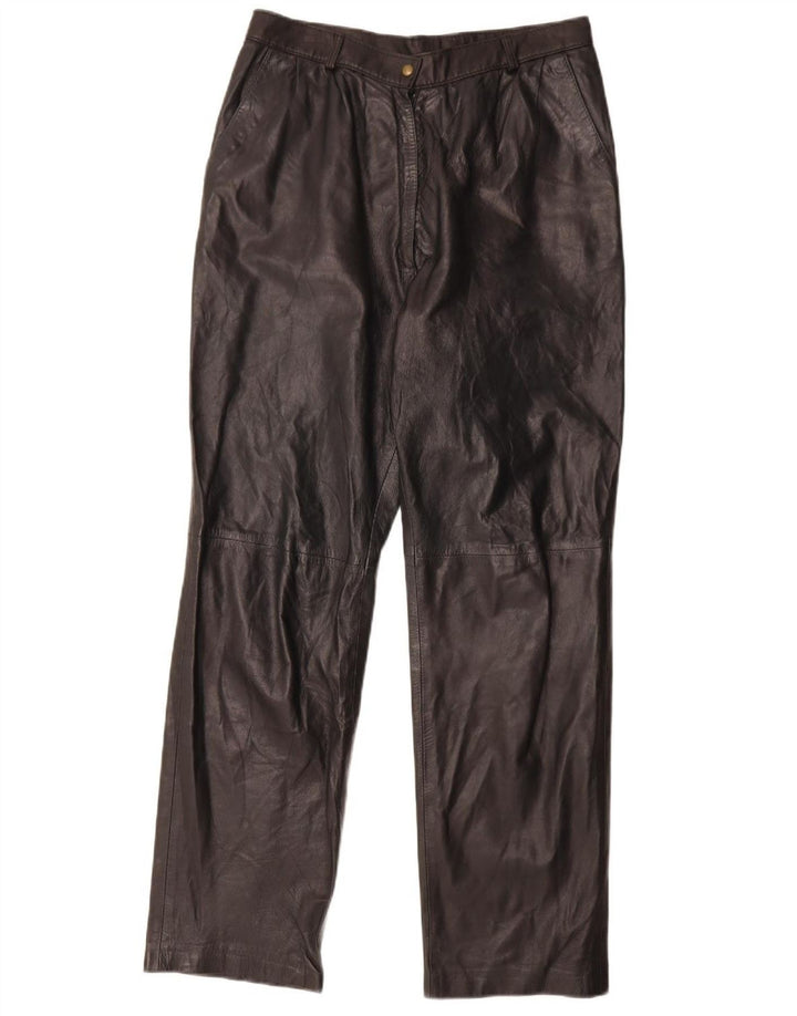 Pantalon droit en cuir femme vintage W29 L30 Noir