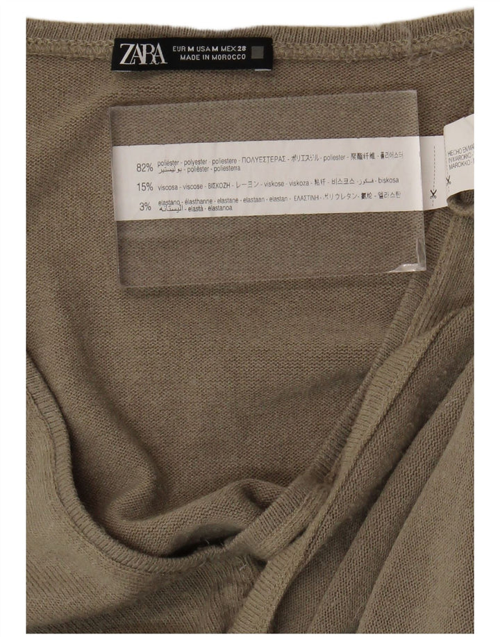 Zara Femme Haut Oversize Manches Longues UK 12 Polyester Beige Moyen