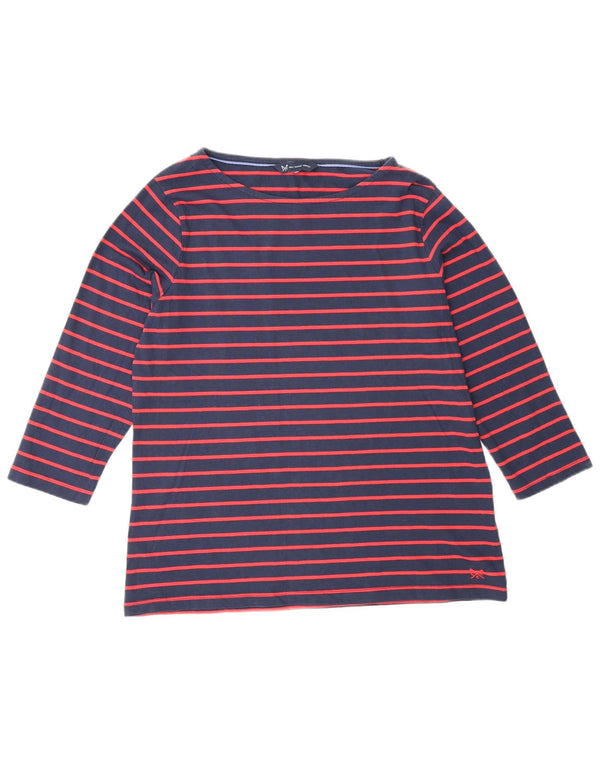 Crew Clothing Haut Femme Manches 3/4 UK 16 Grand Coton Rayé Rouge