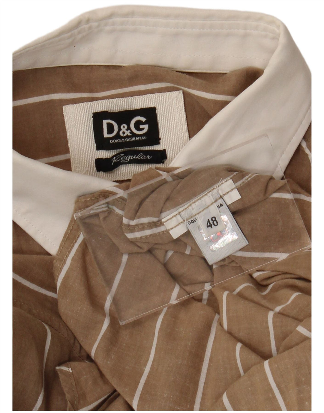 Dolce & Gabbana Chemise coupe régulière pour homme IT 48 à fines rayures marron moyen
