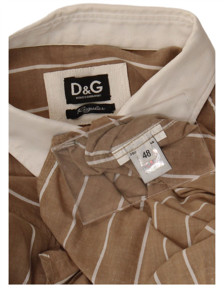 Dolce & Gabbana Chemise coupe régulière pour homme IT 48 à fines rayures marron moyen