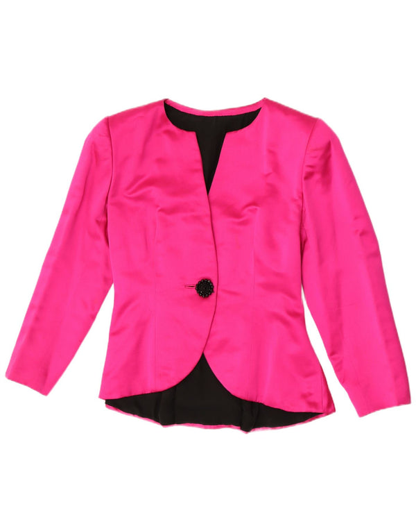 vintage Femmes 1 Bouton Blazer Veste UK 10 Petit Rose