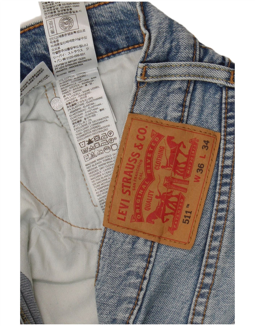 Levi's Jean Slim 511 Homme Bleu W36 L34 Coton