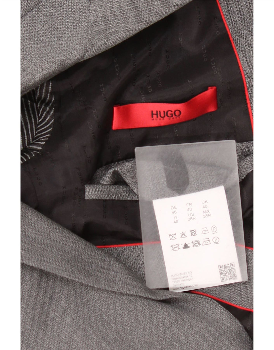 Hugo Boss Veste blazer à 2 boutons pour homme EU 48 Gris moyen laine vierge