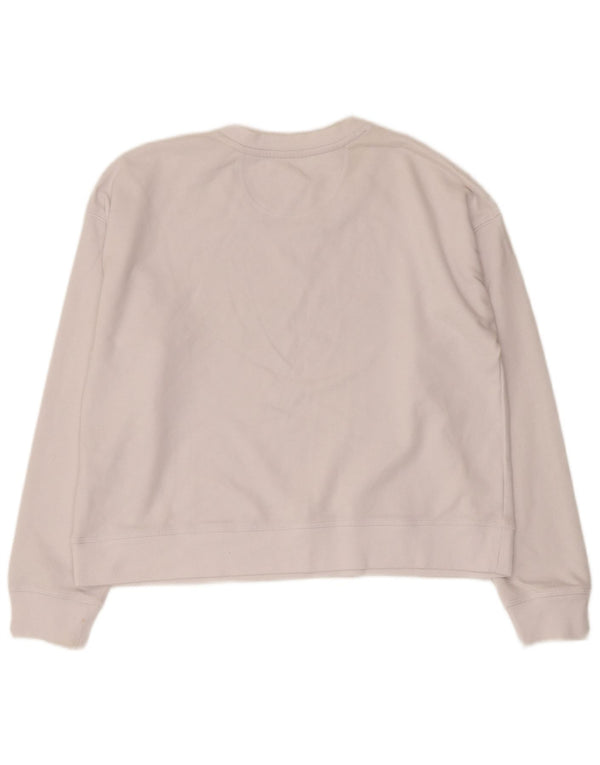 Dkny Sweat-shirt court graphique pour femme UK 14 en coton blanc moyen