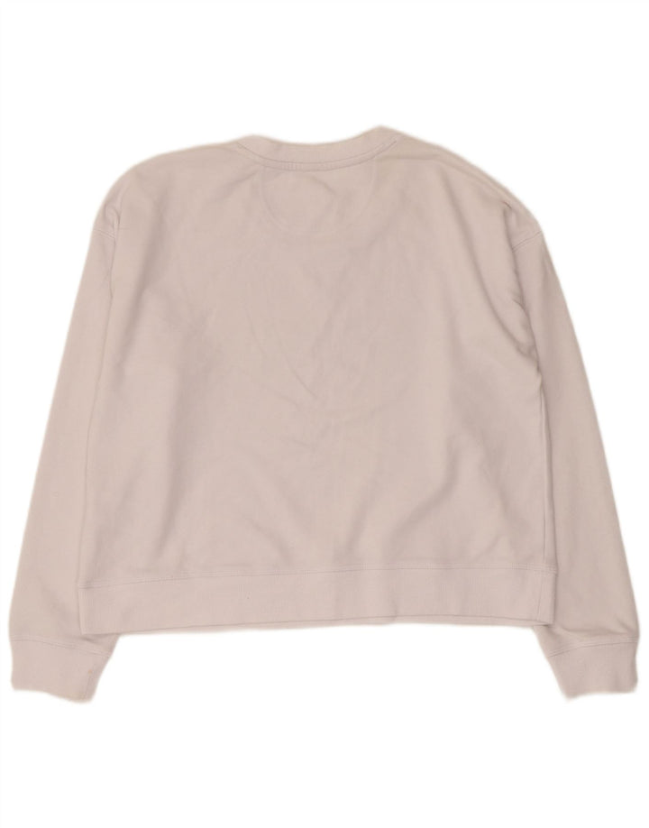 Dkny Sweat-shirt court graphique pour femme UK 14 en coton blanc moyen