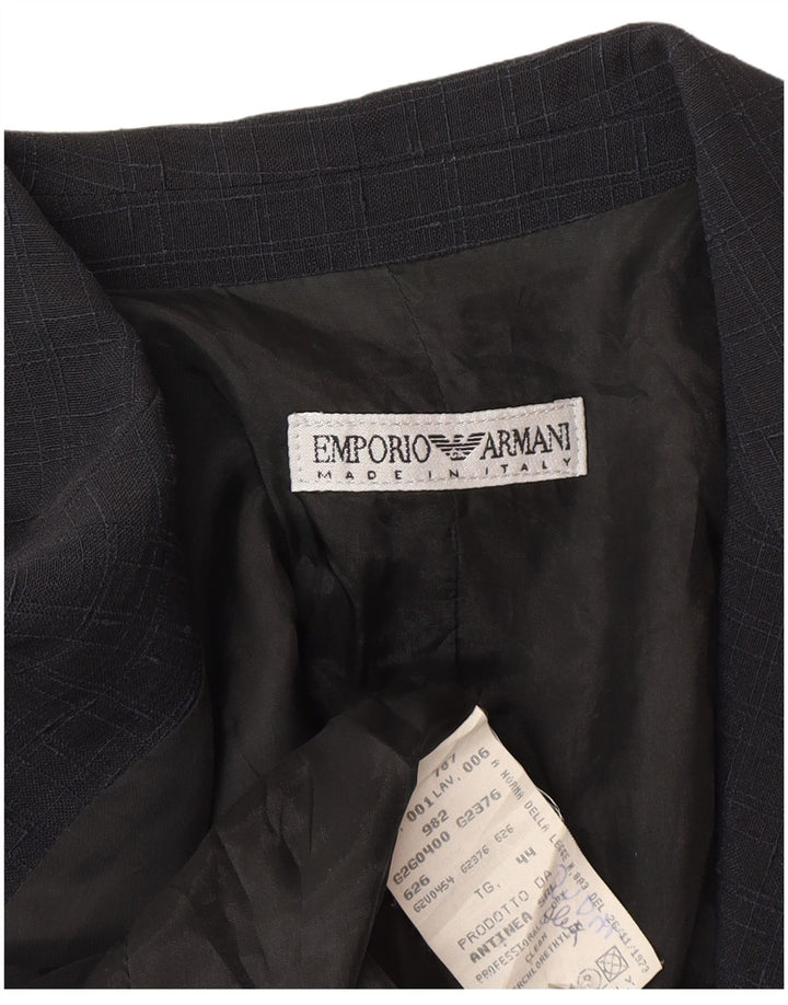 Emporio Armani Veste Blazer 1 Bouton Femme IT 44 Bleu Marine Moyen à Carreaux