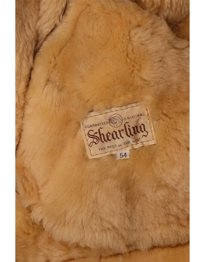veste en peau de mouton homme vintage IT 54 2XL peau de mouton marron