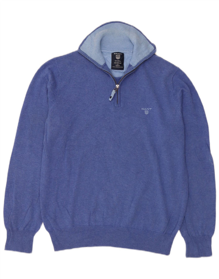 Gant Pull Col Zippé Homme Bleu Moyen Coton