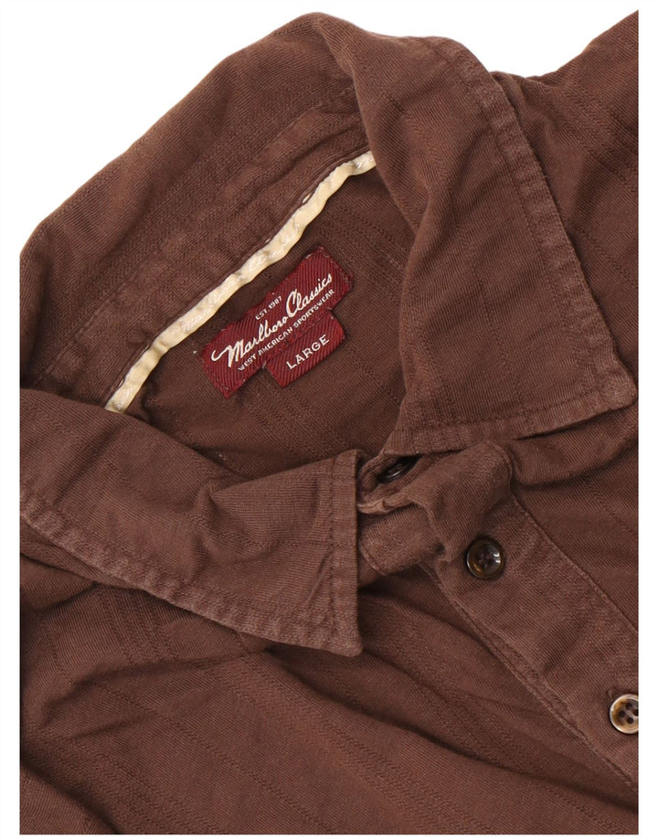 Marlboro Classics Polo Homme Large Marron Rayé