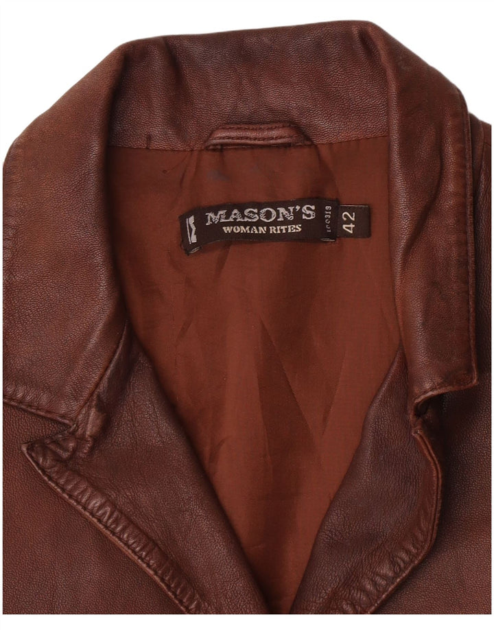 Mason's Veste blazer en cuir à 3 boutons pour femme IT 42 Marron moyen