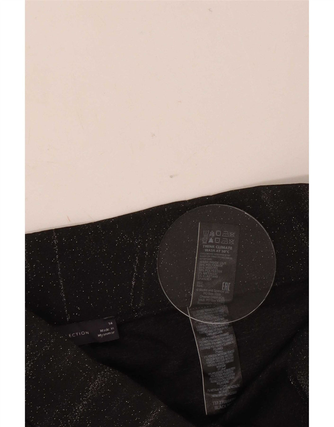 Marks & Spencer Leggings Femme UK 44 Medium Noir Moucheté Polyamide