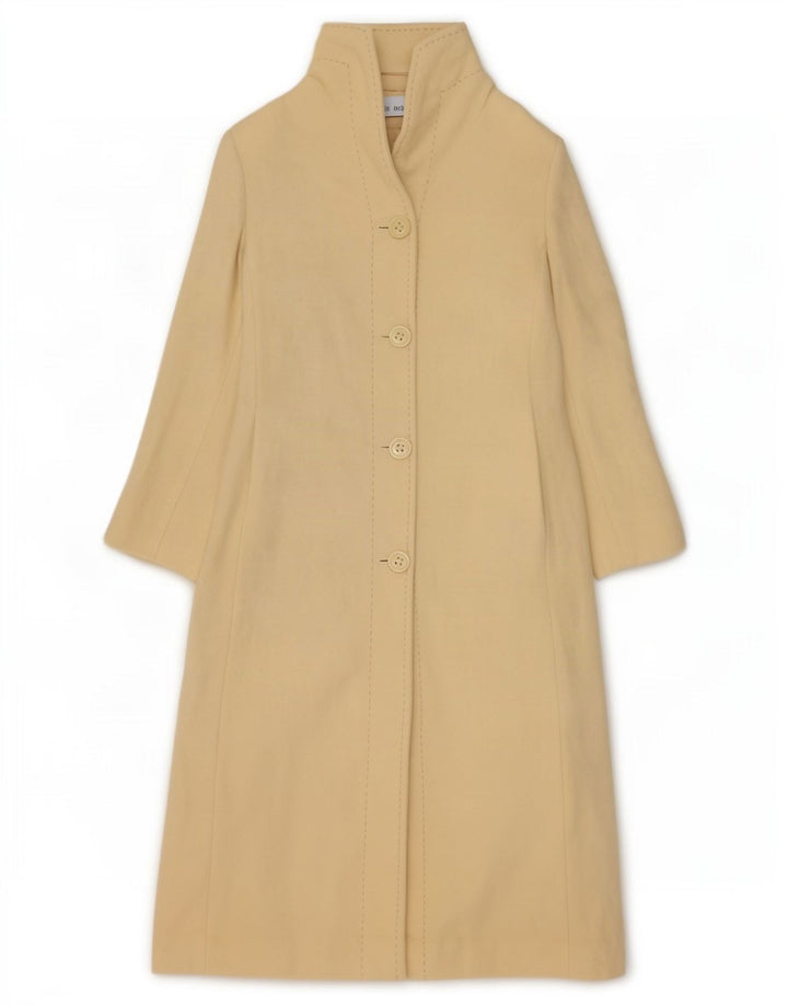 vintage Femme Pardessus IT 42 Laine Vierge Blanche Moyenne