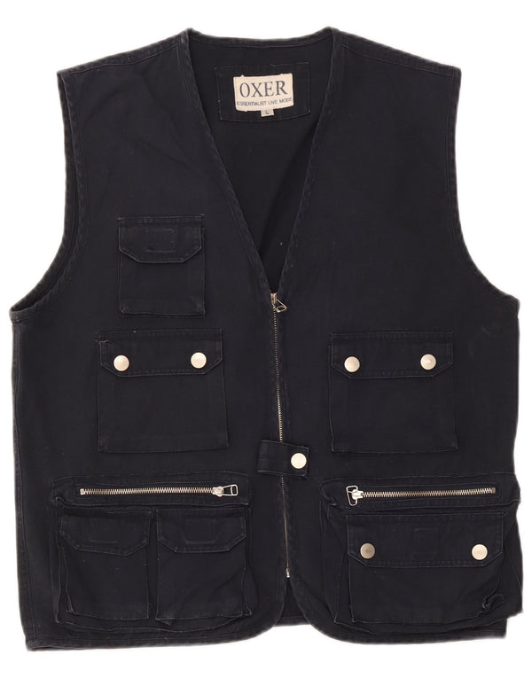 OXER Gilet utilitaire pour homme UK 40 Large Bleu marine Coton