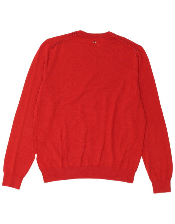 Napapijri Pull ras du cou pour homme en laine mérinos rouge moyen