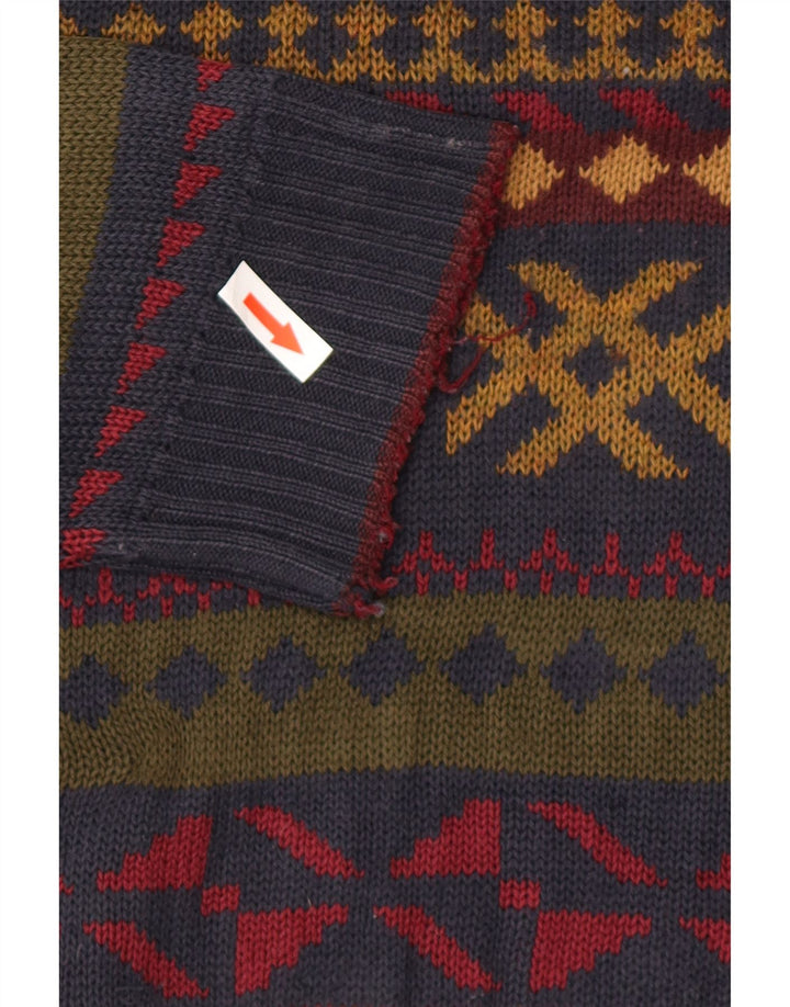 Marks & Spencer Pull à col rond pour homme Grand motif géométrique multicolore