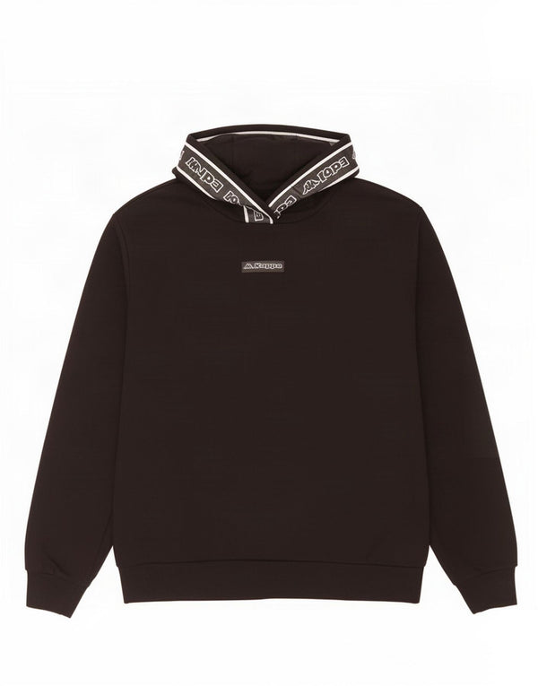 Kappa Mens Graphic Hoodie Jumper Large Black Cotton