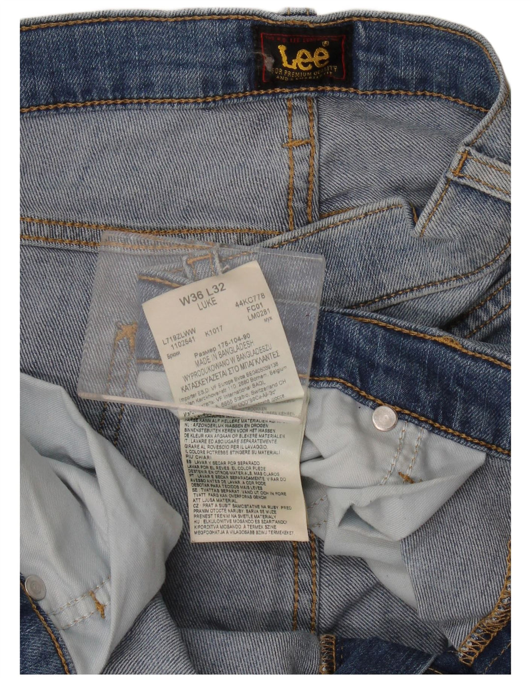 Lee Jean Slim Luke W36 L32 Homme Bleu Coton