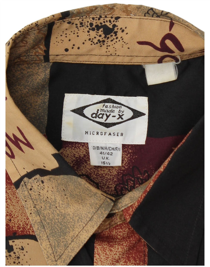 DAY-X Chemise à manches courtes pour hommes Taille 15 1/2 Polyester patchwork beige moyen