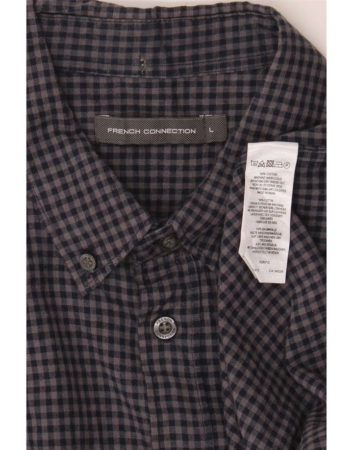 French Connection Chemise Flanelle Homme Grand Bleu Marine Vichy Coton