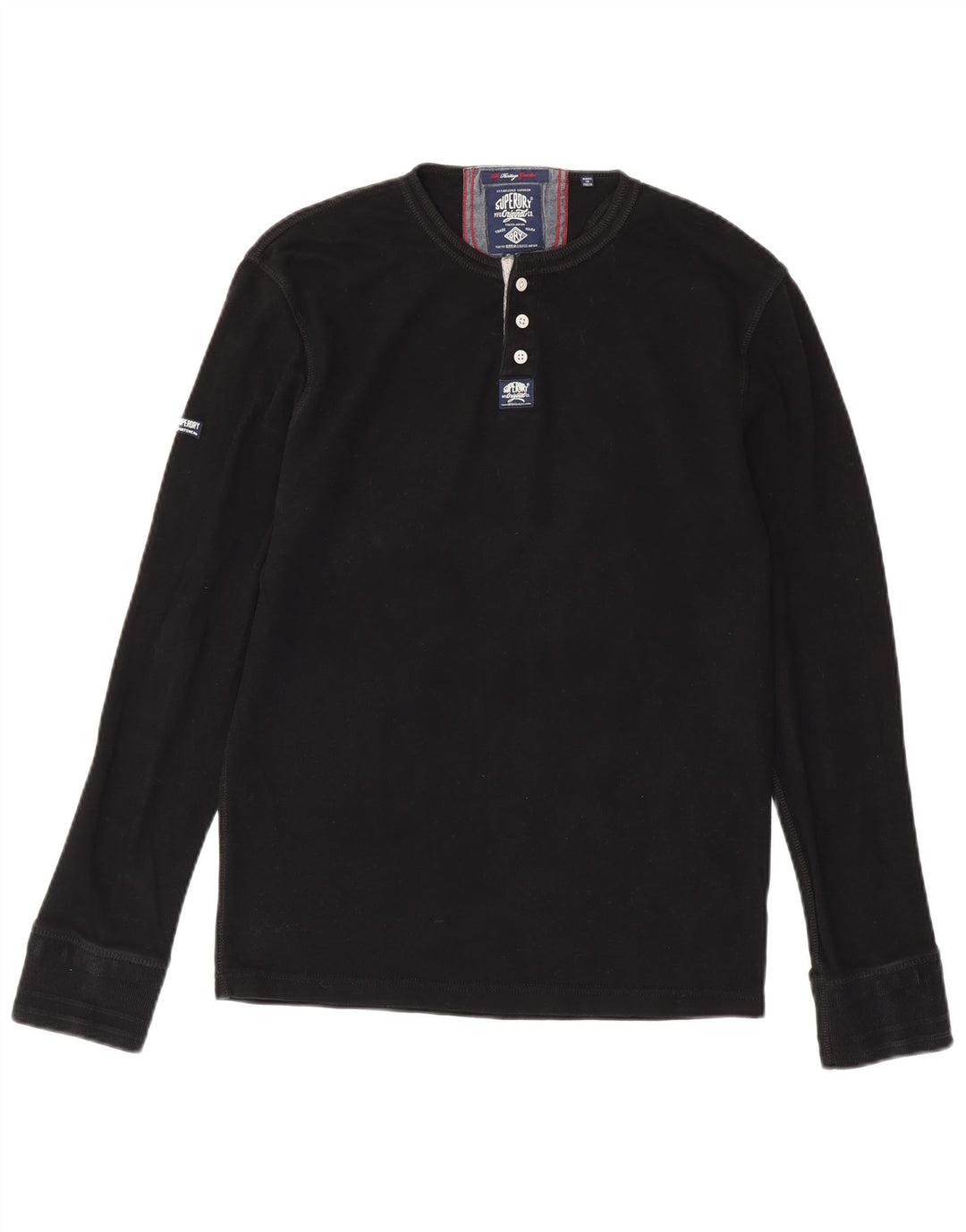 SUPERDRY Homme Heritage Top Manches Longues XL Noir Coton