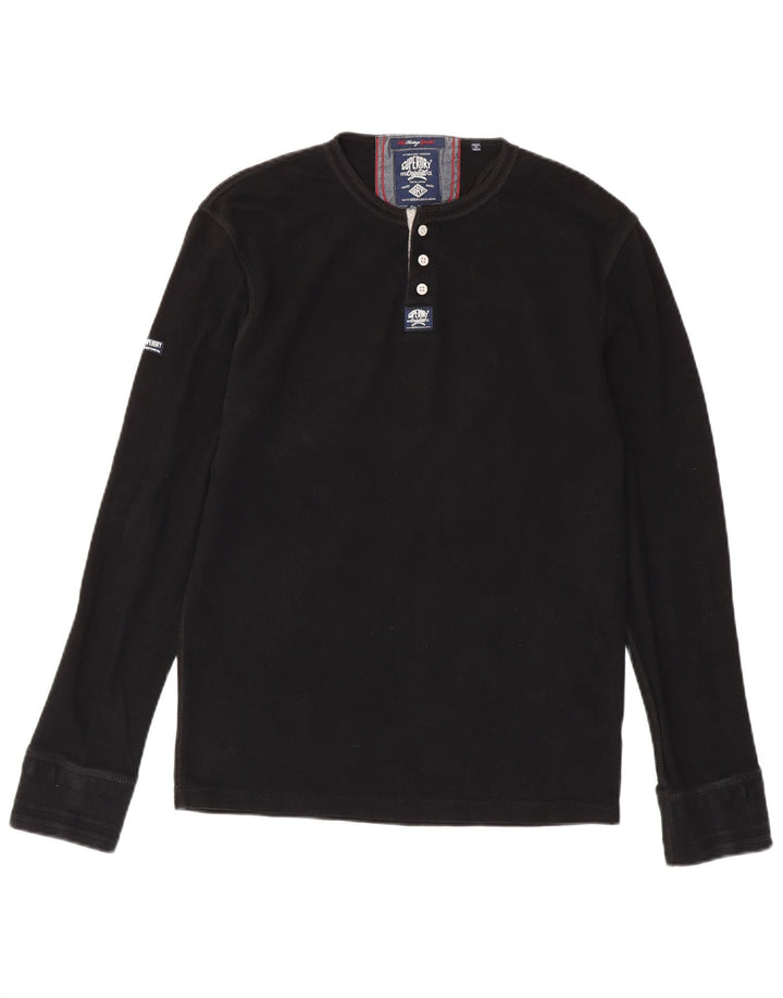 SUPERDRY Homme Heritage Top Manches Longues XL Noir Coton