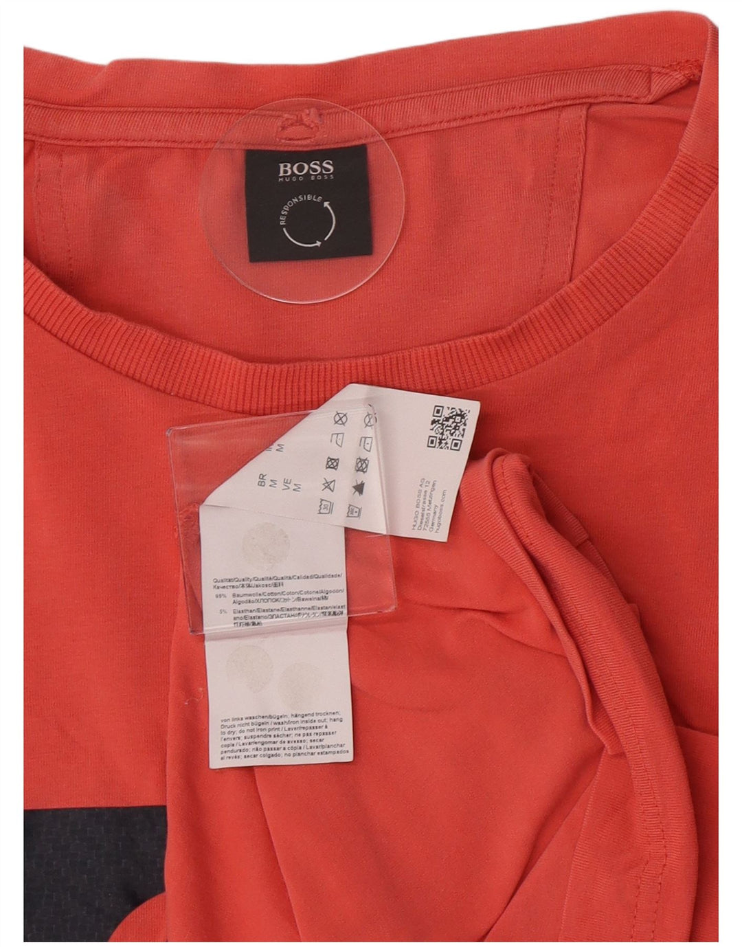 Hugo Boss Haut T-Shirt Graphique Homme Rose Moyen Coton