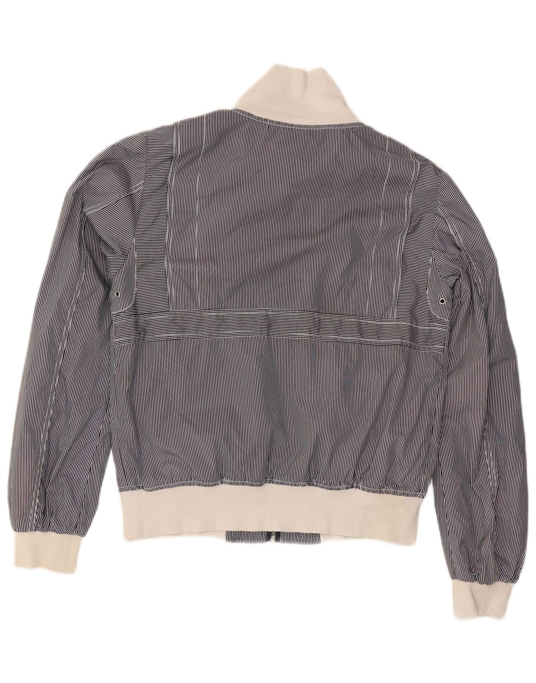 Diesel Veste Bomber Femme UK 16 Large Bleu Marine à Fines Rayures Polyester